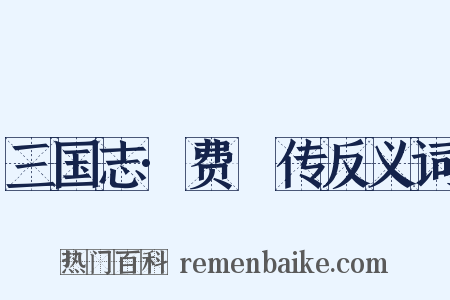 三国志·费祎传反义词是什么意思的图片